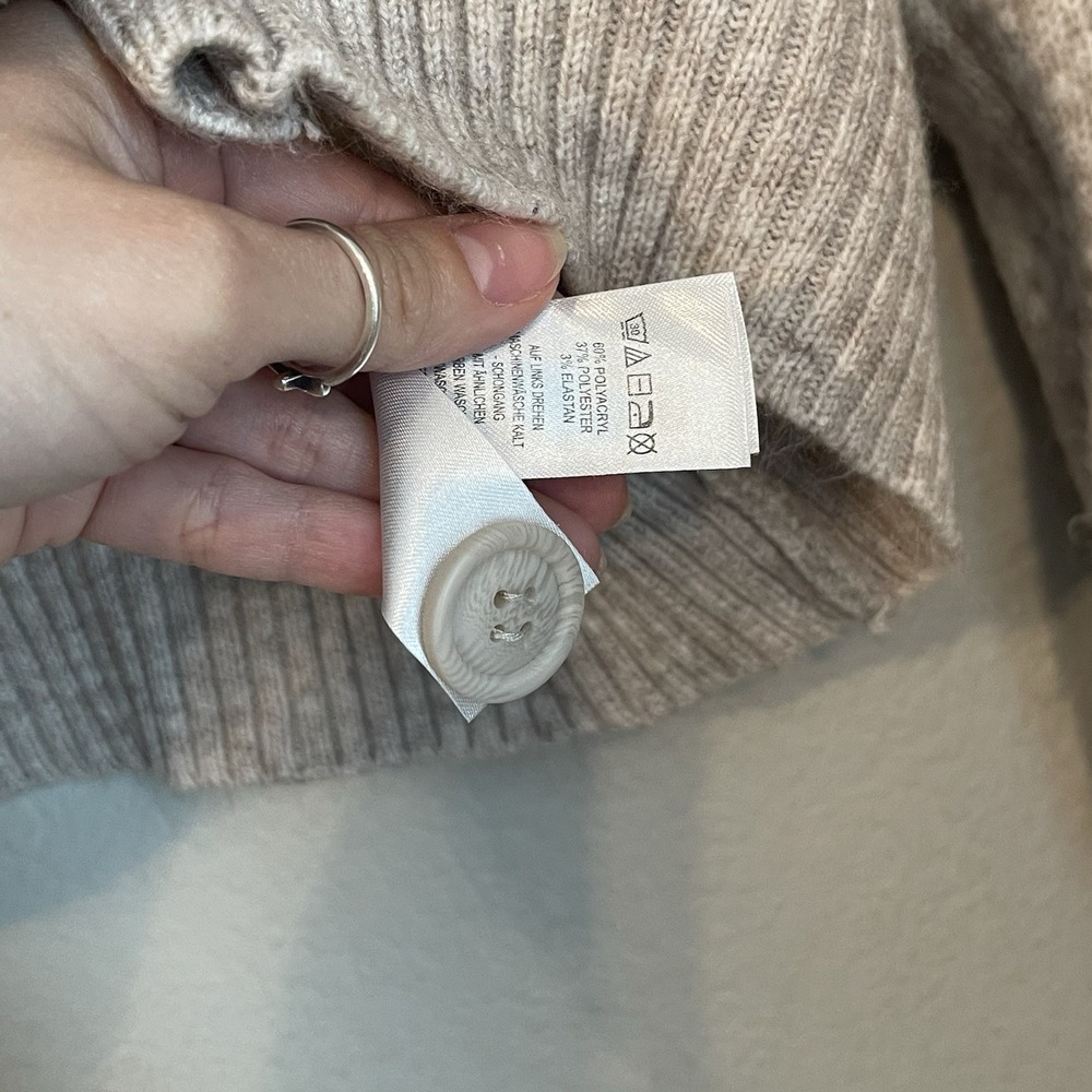Sincerely Jules Small Oatmeal Cropped Cardigan Sweater Button Front Checker - Picture 5 of 8